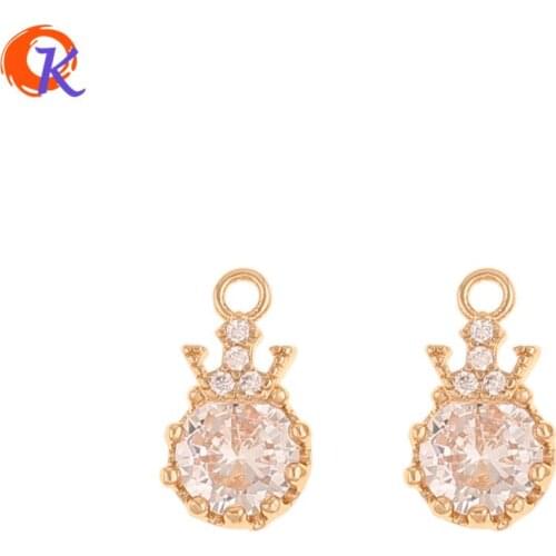 Cordial Design 50Pcs 7*13MM Jewelry Accessories/DIY Earrings Making/Crown Shape/CZ Pendant/Hand Made/Earring Findings/Charms