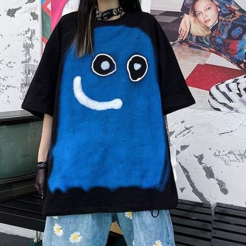 Harajuku Cartoon Anime Short-Sleeved T-Shirt Female Summer New Korean Trend Ins Street Hip-Hop Printing Loose T-Shirt Women 2021