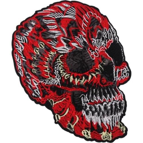 T shirt women Embroidered patch Red Skull head Stranger things Applique Punk biker patches for clothing deal with it Stickers