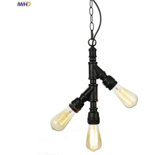 IWHD Loft Decor Industrial Pendant Light Fixtures 3 heads Water Pipe American Country Antique Retro Vintage Lamp Eidson Lighting