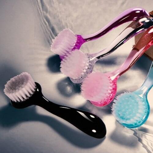 Round Head Nail Art Powder Dust Remover Cleaning Brush with Clear Plastic Long Handle Cover Pedicure Manicure Tools