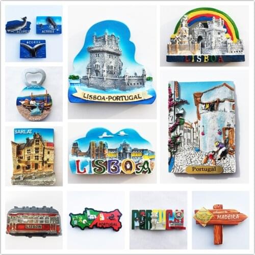 Portugal Landmark Building Tourist Souvenir Fridge Magnets Decoration Articles Handicraft Magnetic Refrigerator Collection Gifts