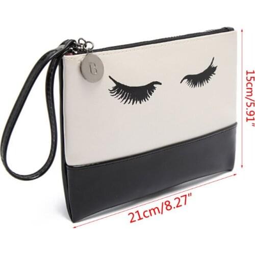 10 Pcs Fashion Lady Eyelash Pattern Cosmetic Bags With Zipper Clutch Women Make Up Organizer 20CA