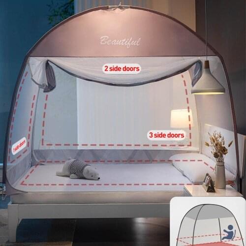 1.5*2m Heighten Three Door Large Space Yurt Mosquito Net Encryption Tent Canopy Double Bed Folding Portable Student Mosquito Net