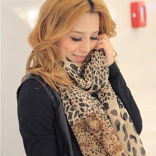 New Noble Fashion Women Long Soft Wrap Lady Shawl Silk Leopard Soft Lady Print Scarf Chiffon All-match Shawl Scarves S0D5