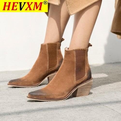 Genuine Leather Ankle boots for women High heel boots Sexy Pointed Toe 2020 Winter Fashion shoes woman botas mujer botte femme