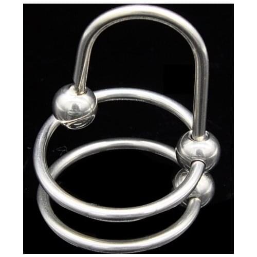 New Male Stainless Steel Bondage Urethral Dilatator Stretching Bead Plug W Cock Penis Ring Chastity Belt BDSM Sex Toys A073