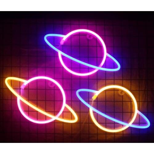 New Product Home Decoration Planet LED Neon Signage Pendant USB/Battery Room Bedroom Birthday Party Bar Beach Wedding