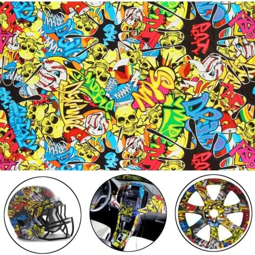 Water Transfer Film 50x100cm Skull Graffiti PVA Hydrographic Film Hydro Dipping Film Hydro Dip Style Print Film Decals Stickers