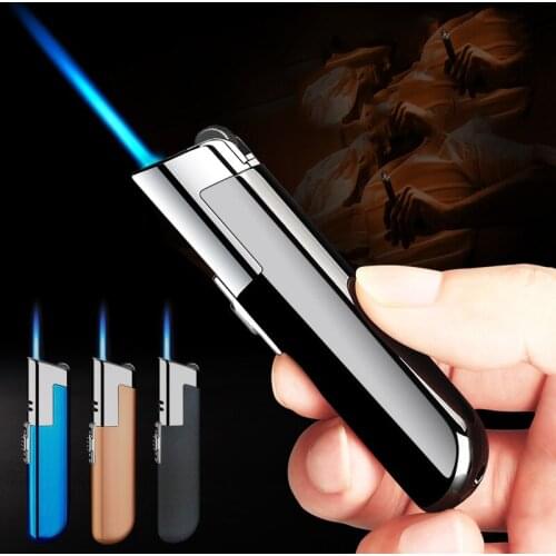 Portable Metal Jet Gas Lighters Flint Torch Lighter For Cigar Pipe Powerful Windproof Spray Gun Metal Smoking Accessories