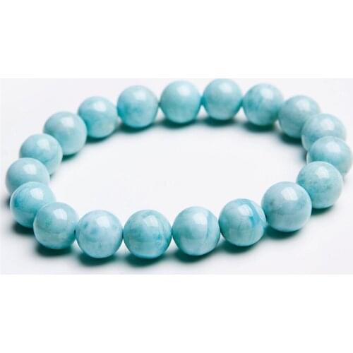 Drop Shipping 10mm Blue Natural Larimar Bracelets For Women Men Natural Stone Stretch Crystal Round Bead Bracelet