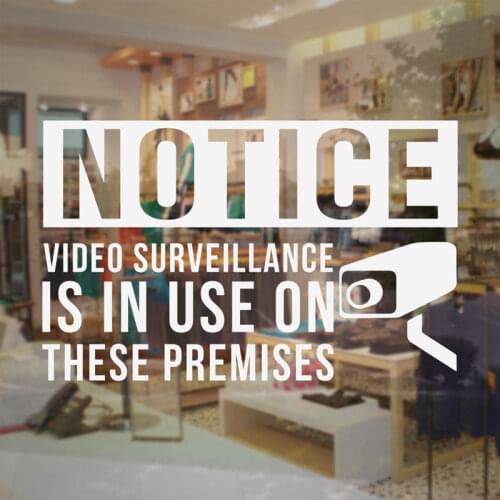 Notice Video Surveillance In Use - Store Business Vinyl Decal Sticker For Glass Window Door Waterproof Murals NW16