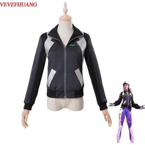 VEVEFHUANG OW D.Va DVA Hana Song Cosplay Costume Shooting Star Jacket Sweatshirt Sportswear Top Halloween Carnival Costumes