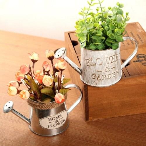 Vintage Metal Iron Barrel Retro Flower Pot Bucket Home Decoration Watering Can Garden Flower Pot Decoration горшок для цветов