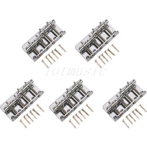 5Pcs Bass Bridge Vintage Chrome Bass Saddle for 4 String Bass Guitar Replacement Parts