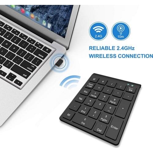 Vococal 27-Key Numeric Keypad Portable 2.4GHz Wireless Number Pads Laptop PC Keyboard for Financial Accounting Data Entry
