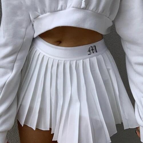 Unaiza White Pleated Skirt Short Woman Elastic Waist Mini Skirts Sexy Mircro Summer Embroidery Mini Tennis Skirt New Preppy
