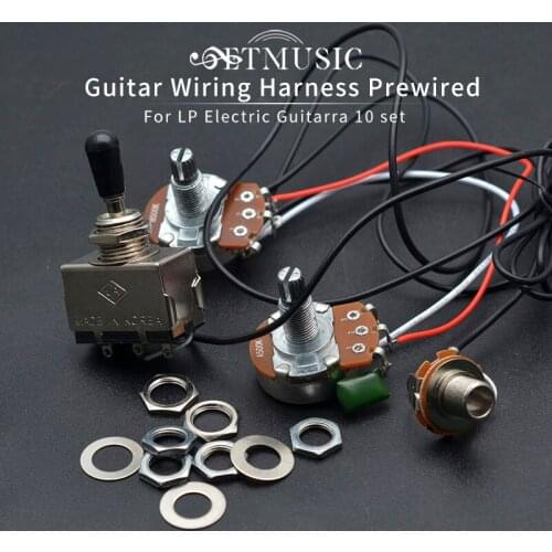 10Set Electric Guitar Wiring Harness Prewired Two Pickup 500K Big Pots 3 Way Toggle Switch for LP Electric Guitarra