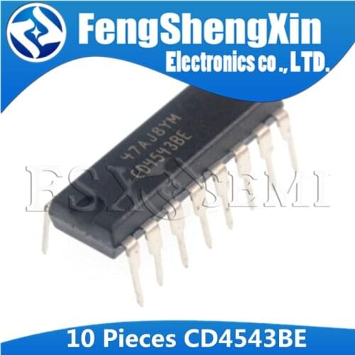 10PCS CD4543BE DIP16 CD4543 DIP 4543BE DIP-16 CMOS BCD-TO-SEVEN-SEGMENT LATCH/DECODER/DRIVER FOR LIQUID-CRYSTAL DISPLAYS