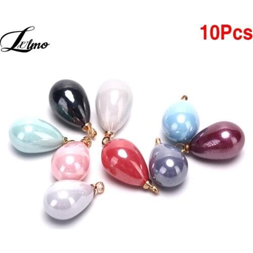 10Pcs/Set Fashion Water Drop Pearl Enamel Pendants Charms For Jewelry Making Diy Tassel Earrings Accessories