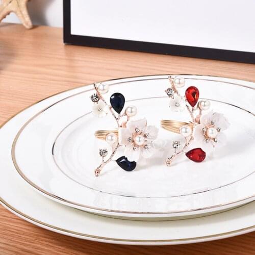 10pcs Fashionable new wedding flower napkin ring, creative European style napkin buckle ring table decoration jewelry