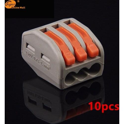 10 Pcs PCT-213 3 Pin Universal compact wire wiring connector conductor terminal block with lever connector
