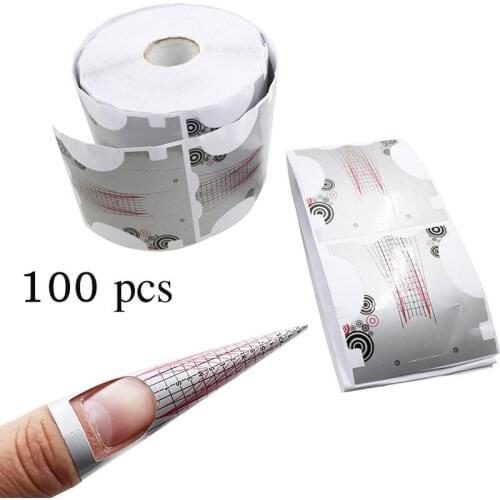 100Pcs Professional Nail Forms 6.3*7.0cm Acrylic Curve Nails UV Gel Extension Nail Art Guide Form Self-Adhesive DIY Nail Sticker
