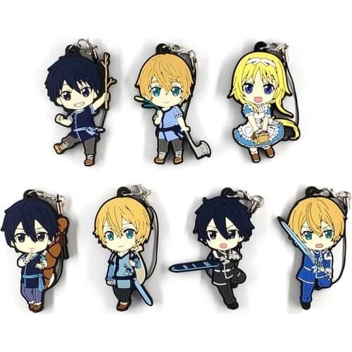 2019 NEW Sword Art Online Original Japanese anime figure rubber Silicone sweet smell mobile phone charms/key chain/strap D154