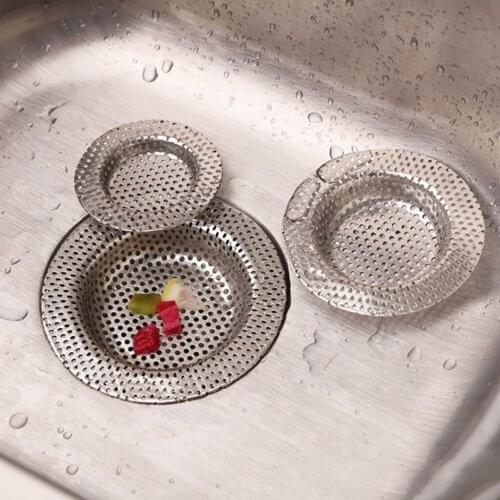 3PCS Stainless Steel Mesh Sink Strainer Drain Stopper Filter Bath Hair Trap Stopper Drain Hole Filter Kitchen Bathroom Strainer