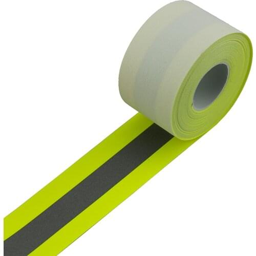 Flame Retardant Fabric Material with Reflective Fluorescent Yellow Tape Sewing 50mm 2"