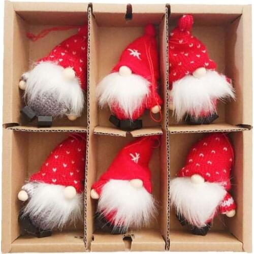 6 Pack Christmas Gnome Plush Toys Hanging Decorations for Christmas Tree Home Party Ornaments kids Xmas Gift