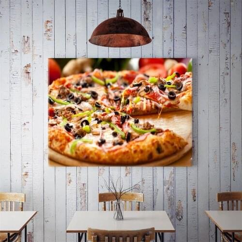60*40cm Pizza Hamburger Poster Wall Art Picture Delicious Food Canvas Painting Pizza Shop Restaurant Kitchen Decoration