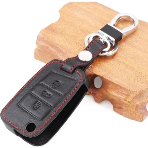 Leather Car Key Remote Case Cover Holder For Volkswagen VW Golf 7 mk7 Tiguan L Seat Ibiza Leon FR 2 Altea Aztec Skoda Octavia