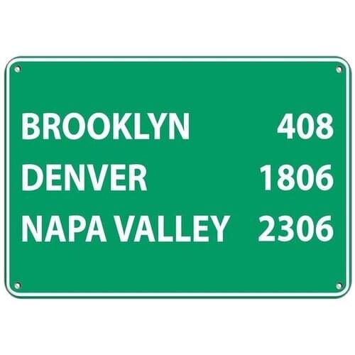 Brooklyn 408 Denver 06 Napa Valley 26 Traffic Tin Sign art wall decoration,vintage aluminum retro metal sign,iron painting