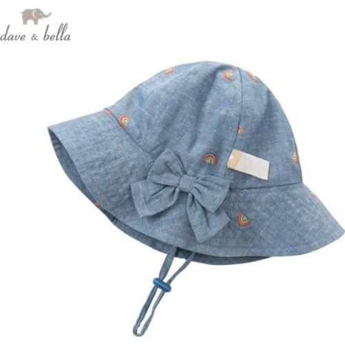 DBM16513 dave bella spring new born baby girls fashion bow cartoon embroidery hat