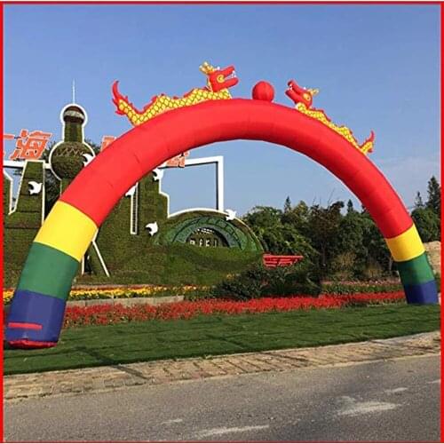 Double Dragon Inflatable Arch Thicken Festival Celebration Color Door Opening Inflatable Advertising Event Wedding Dragon and P