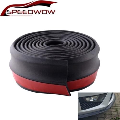 SPEEDWOW 2.5m Car Bumper Strip Carbon Fiber Rubber Moulding Strip Door Sill Protector Soft Black Trim Car Bumper Lip Strip