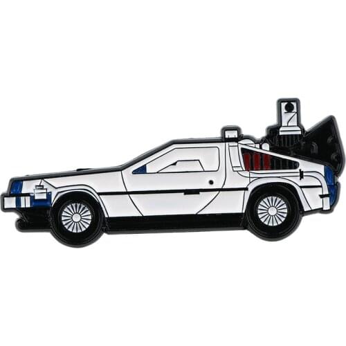 J2999 Cartoon Back To Future Car Metal Pins Enamel Brooches for Women Men Lapel Pin Backpack Badge Denim Pin