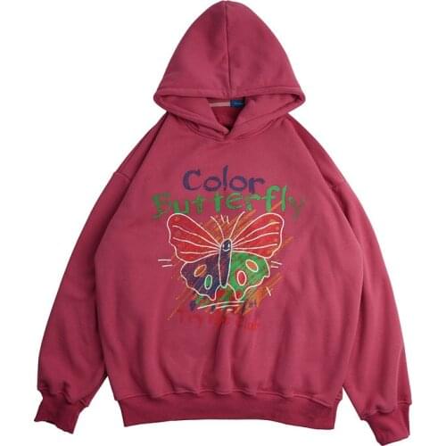 SEVEYFAN 2021 Mens Hip Hop Sweatshirt Butterfly Print Embroidered Hoodie Loose Hoodie Long Sleeve Jacket