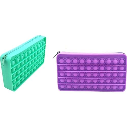 2pcs New Arrival Silicone Purse Push Pop Bubbles Simple Dimple Stationary Bag Popper Sensory Poppet Pencil Case Fidget Toys 2021