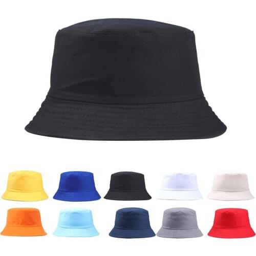 New Unisex Cotton Bucket Hats Women Summer Portable Solid Color Folding Fisherman Sun Hat Outdoor Men Women Fisherman Hat