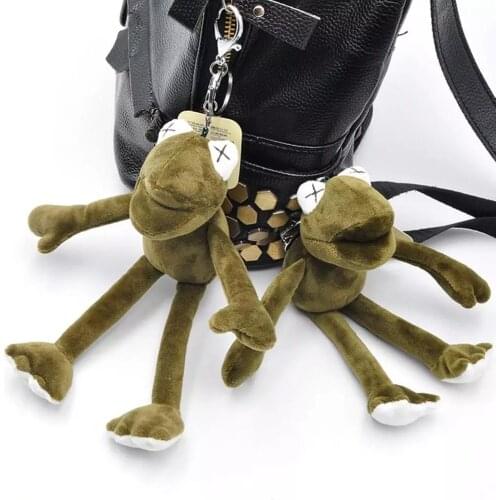 Pluff Funny Cartoon Frog Plush Keychains Rings Key Holder Porte Clef Pendant Soft Stuffed Animal TOY Kids From 0 To 3 Years Old