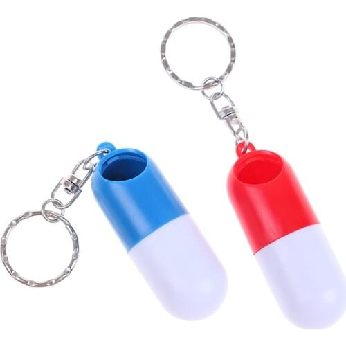 Portable Medicine Plastic Case Drug Container Capsule Shaped Travel Pill Box Medicine Case Drug Container Key Chain Hand Bag