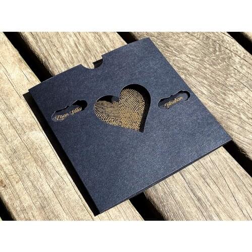 50 pieces heart fingerprint transparent wedding invitation