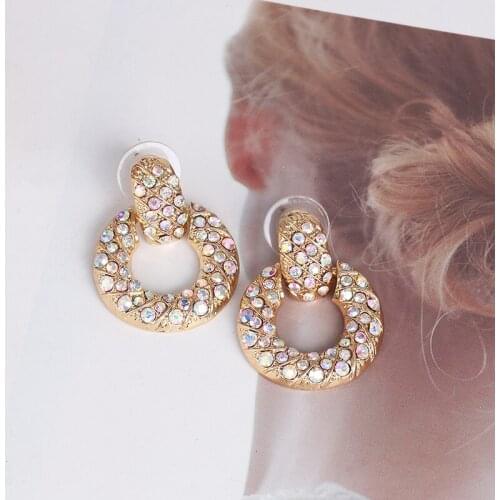 FASHIONSNOOPS New Arrivals Boho Crystal Drop Earrings For Women Geometric ZA Dangle Earrings 2019 Female Statement Jewelry Gifts