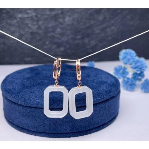 Shilovem 18k yellow Natural white jasper Drop Earrings fine Jewelry women trendy anniversary Christmas gift myme12168821hby