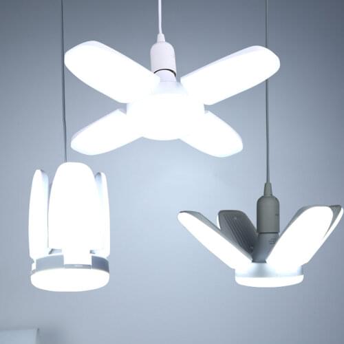 80W Foldable Fan Blade Light LED Pendant Lights LED Bulb E27 Garage Light LED Lamp 220V For Factory Warehouse Lighting