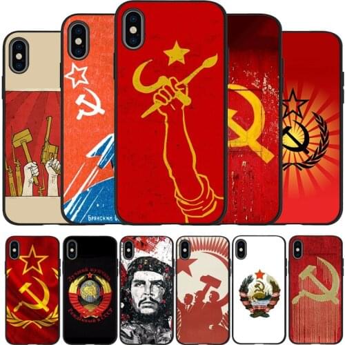 Soviet Union USSR Grunge Flag black Phone Case For iPhone 12 11 XR XS Max 7 8 6 6S Plus 5 5S SE 2020 Back Cover For iPhone 11
