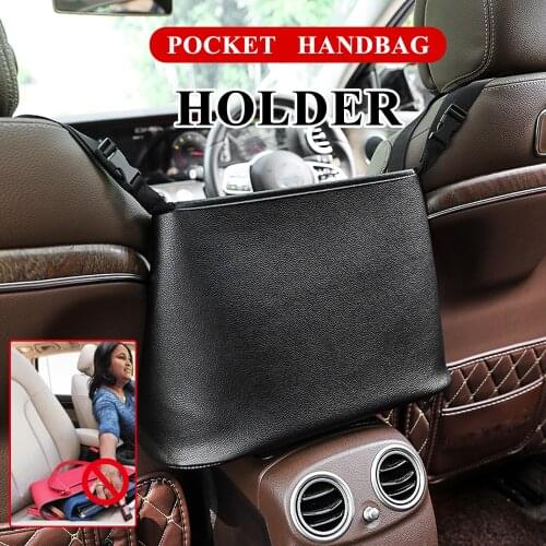 Car Handbag Holder Leather Seat Back Organizer Mesh Large Capacity Bag Automotive Goods Storage Pocket Seat Crevice Net