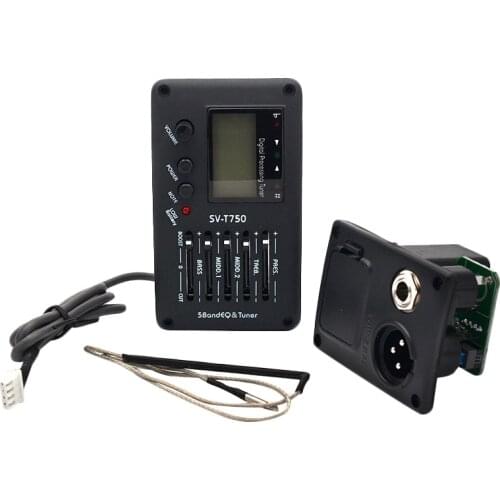 SV-T750 5 Band EQ Equalizer With Tuner Guitar Pickup Acoustic Guitar Bass EQ Preamp With Digital Proceeding Tuner